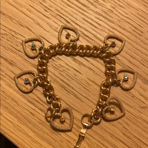 Heart and gems charm bracelet Vintage